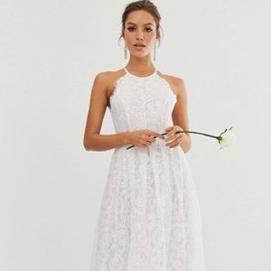 White Lace Halter Dress